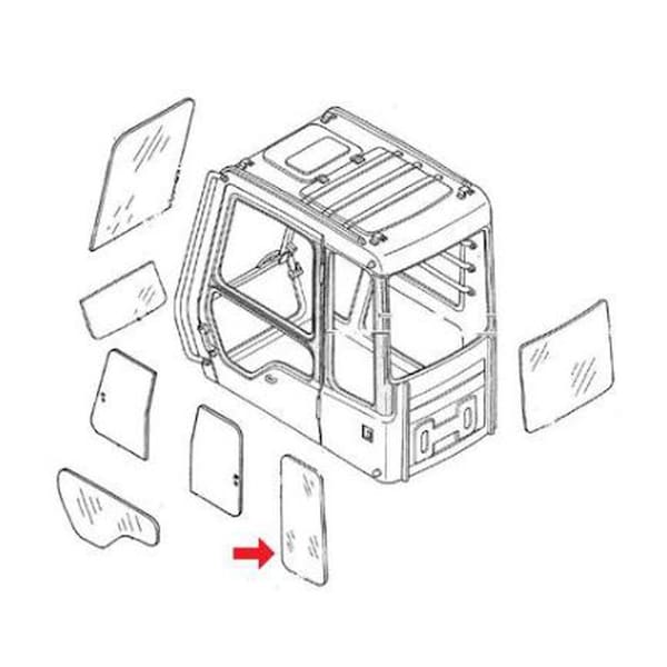 Aftermarket FYA00001498 Side Rear Window Glass Fits John Deere Excavator 160GLC 180GLC CAH40-0196 - main